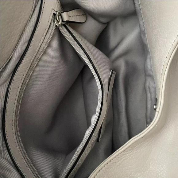 Audrey Brooke Large Bone Beige Leather Tote Handbag Nice Condition - Picture 8 of 12